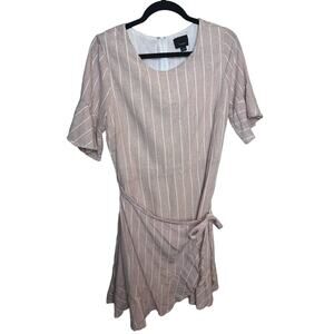 Lumiere Size Large Vertical Stripe Dress Faux Wrap Skirt Preppy A-Line Cottage